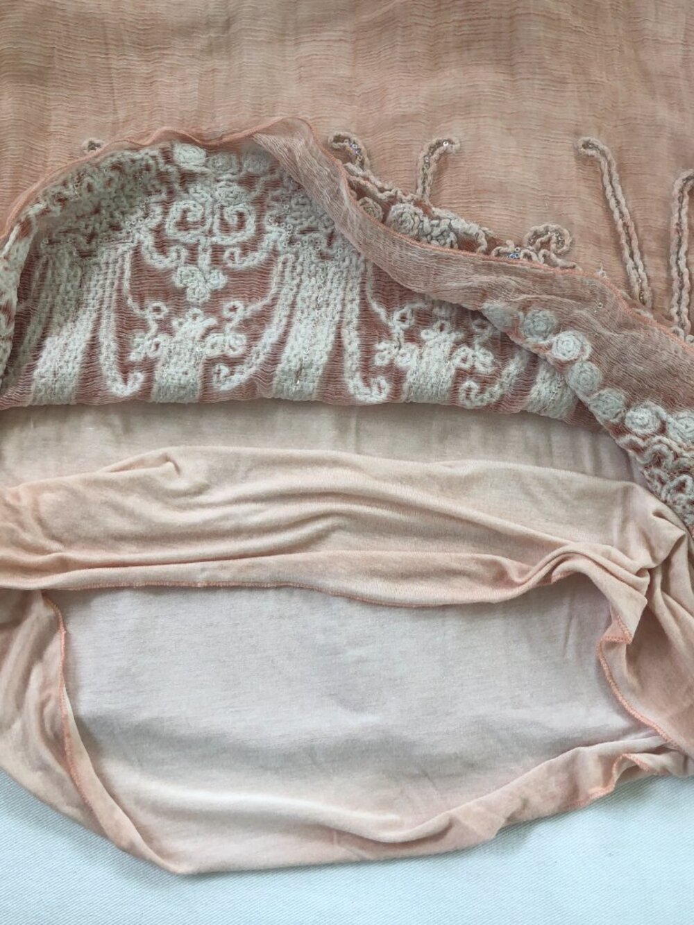 Soft Surroundings 100% Silk Peach Tunic Tank Large Fairycore Ethereal Gauzy - Picture 6 of 9